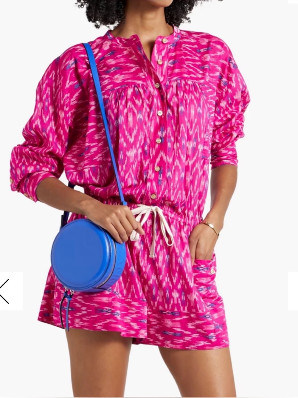 Marant Étoile Lehana Printed Cotton-Voile Playsuit shorts pink fuschia Small
